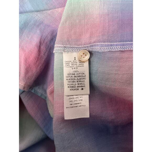 Forte Forte Top 1 / Small Womens Colorful Plaid Boxy Cotton Woven Button Shirt - Picture 8 of 8